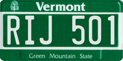 VT license plate RIJ501