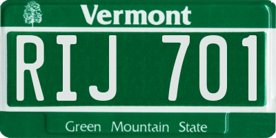 VT license plate RIJ701