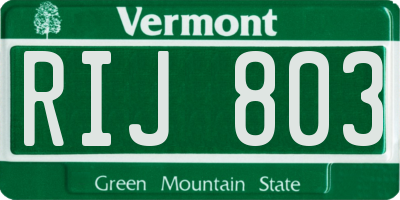 VT license plate RIJ803