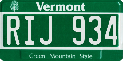 VT license plate RIJ934