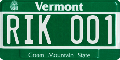 VT license plate RIK001