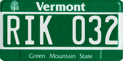 VT license plate RIK032