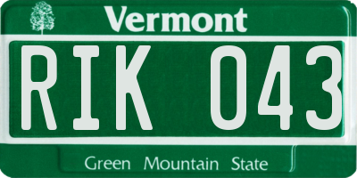 VT license plate RIK043