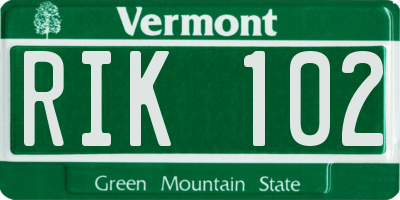 VT license plate RIK102