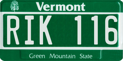 VT license plate RIK116