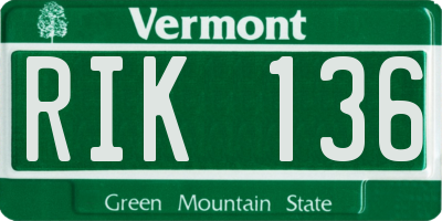 VT license plate RIK136