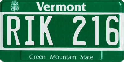 VT license plate RIK216