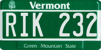 VT license plate RIK232