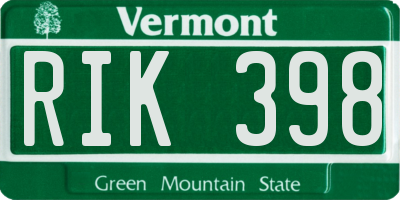 VT license plate RIK398