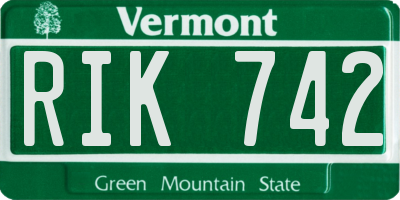 VT license plate RIK742