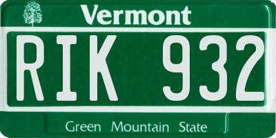 VT license plate RIK932