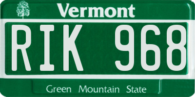 VT license plate RIK968