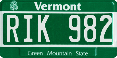 VT license plate RIK982