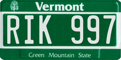 VT license plate RIK997
