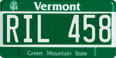 VT license plate RIL458