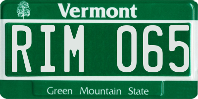 VT license plate RIM065