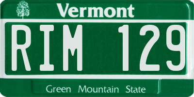 VT license plate RIM129