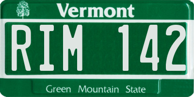 VT license plate RIM142