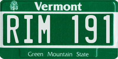 VT license plate RIM191