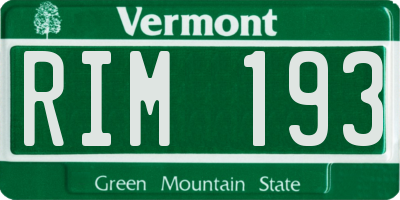 VT license plate RIM193