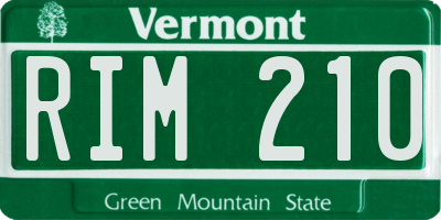 VT license plate RIM210