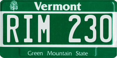 VT license plate RIM230