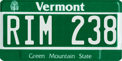 VT license plate RIM238