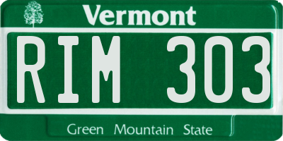 VT license plate RIM303