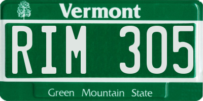 VT license plate RIM305