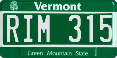 VT license plate RIM315