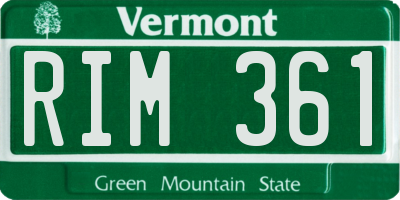 VT license plate RIM361