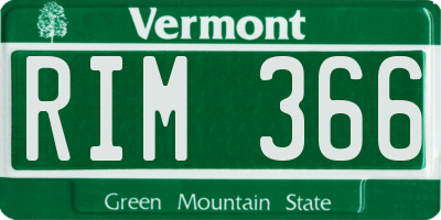 VT license plate RIM366