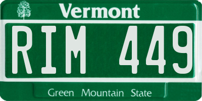 VT license plate RIM449