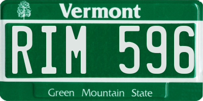 VT license plate RIM596