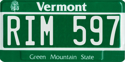 VT license plate RIM597
