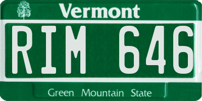VT license plate RIM646