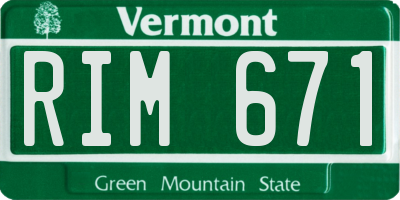 VT license plate RIM671