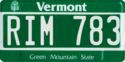 VT license plate RIM783