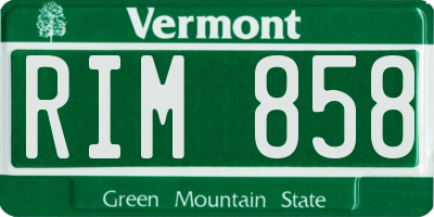 VT license plate RIM858