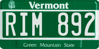 VT license plate RIM892