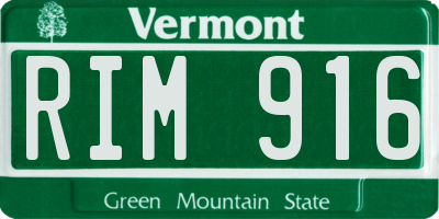 VT license plate RIM916