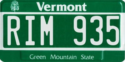 VT license plate RIM935