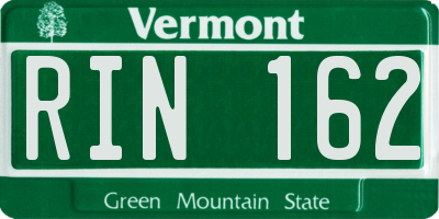 VT license plate RIN162
