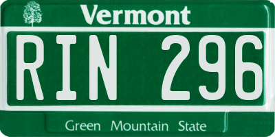 VT license plate RIN296