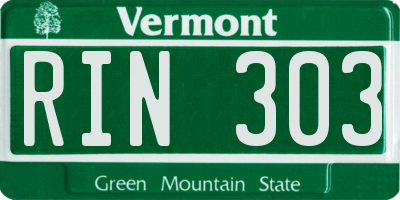 VT license plate RIN303