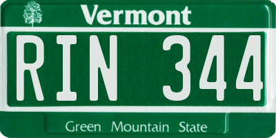 VT license plate RIN344