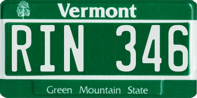 VT license plate RIN346