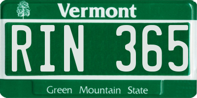 VT license plate RIN365