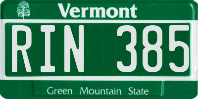VT license plate RIN385
