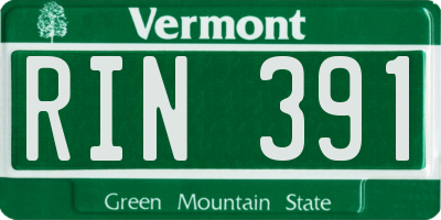 VT license plate RIN391